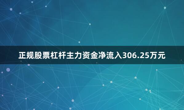 正规股票杠杆主力资金净流入306.25万元