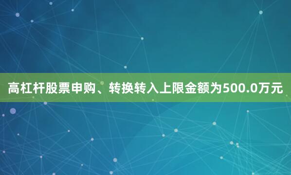 高杠杆股票申购、转换转入上限金额为500.0万元