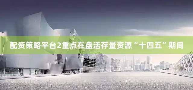 配资策略平台　　2　　重点在盘活存量资源　　“十四五”期间